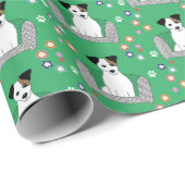 Niedlicher Grüner Jack Russell Weihnachtswrapping Geschenkpapier (Rolleneckpunkt)