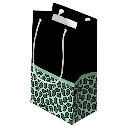 Niedlicher grüner Jaguar Print Girly Jade Bow und  Kleine Geschenktüte (Rückseite Schrägansicht)