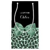 Niedlicher grüner Jaguar Print Girly Jade Bow und  Kleine Geschenktüte (Vorderseite)