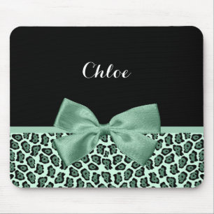 Niedlicher grüner Jaguar Print Girly Jade Bow und  Mousepad