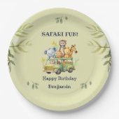 Niedlicher Grüner Jungle Tiersafari Geburtstag Pappteller (Vorderseite)
