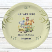 Niedlicher Grüner Jungle Tiersafari Geburtstag Pappteller