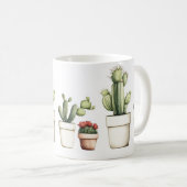 Niedlicher grüner Kakteen in Töpfen Kaffeetasse (VorderseiteRechts)