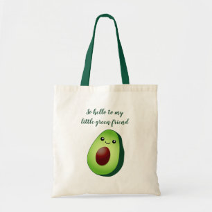Niedlicher, grüner Kawaii Avocado zeichnend Lebens Tragetasche