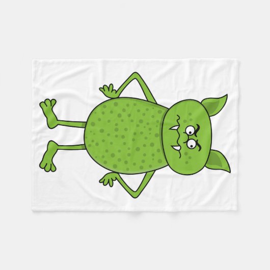 Niedlicher grüner Kobold-Cartoon Fleecedecke (Vorderseite (Horizontal))