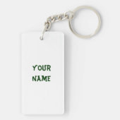 Niedlicher grüner Kobold-Cartoon Schlüsselanhänger (Rückseite)