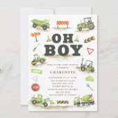 Niedlicher grüner LKW Kinderdusche Invitati Einladung (Vorderseite)