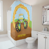 Niedlicher grüner Monster Truck Personalisiert Duschvorhang (Beispiel)