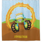 Niedlicher grüner Monster Truck Personalisiert Duschvorhang (Vorderseite)