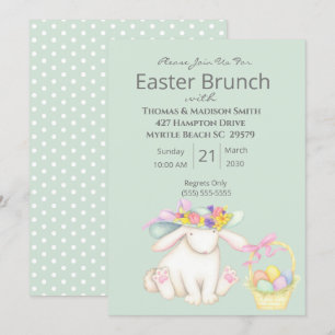 Niedlicher grüner Osterkorb Bunny Brunch Einladung