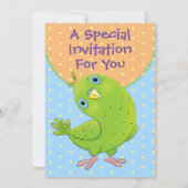 Niedlicher grüner Parkettboden Cartoon Abbildung 5 Einladung (Rückseite)