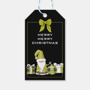 Niedlicher grüner Santa Gnome mit Geschenken Geschenkanhänger
