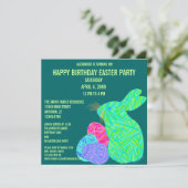 Niedlicher Grüner Sonnenschein Osterthema Geburtst Einladung (Stehend Vorderseite)