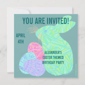 Niedlicher Grüner Sonnenschein Osterthema Geburtst Einladung (Rückseite)