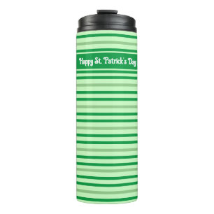 Niedlicher grüner Streifen Happy St Patrick.s Day Thermosbecher