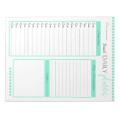 Niedlicher, grüner Tagesplaner, eigener Notepad Notizblock (Vorderseite)