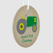 Niedlicher Grüner Traktor Erster Weihnachtskraftst Ornament (Vorderseite)