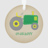 Niedlicher Grüner Traktor Erster Weihnachtskraftst Ornament (Rückseite)