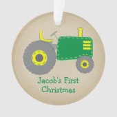 Niedlicher Grüner Traktor Erster Weihnachtskraftst Ornament (Vorderseite)
