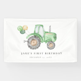 Niedlicher Grüner Traktor Geburtstag Banner