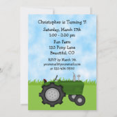 Niedlicher Grüner Traktor, Roter Stall und Kuhfarm Einladung (Rückseite)