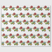 Niedlicher grüner Traktor und rote Scheune Geschenkpapier (Flach)