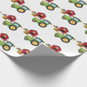 Niedlicher grüner Traktor und rote Scheune Geschenkpapier (Ecke)