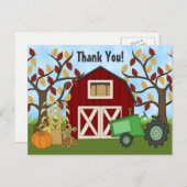 Niedlicher Grüner Traktor und Stallbetrieb Vielen Postkarte (Vorne/Hinten)