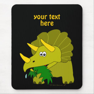Niedlicher grüner Triceratops-Cartoon-Dinosaurier Mousepad