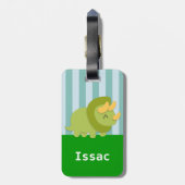 Niedlicher grüner Triceratops-Dinosaurier für Gepäckanhänger (Rückseite vertikal)