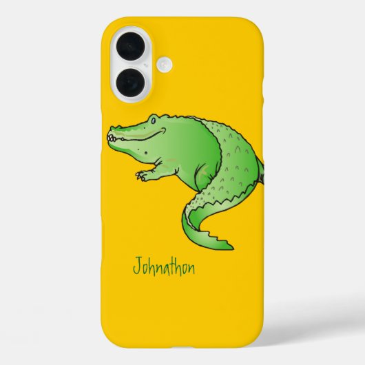Niedlicher, grüner und gelber Alligator Case-Mate iPhone Hülle (Rückseite)