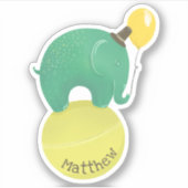 Niedlicher, grüner und gelber Elefant. Liebliches  Aufkleber (Vorderseite)