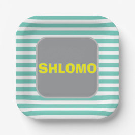 Niedlicher grüner und gelber Streifen Oberschenkel Pappteller