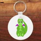 Niedlicher grüner und Lila Drache Schlüsselanhänger (Vorderseite)