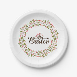 Niedlicher grüner und roter Kamin und sonniger Pappteller