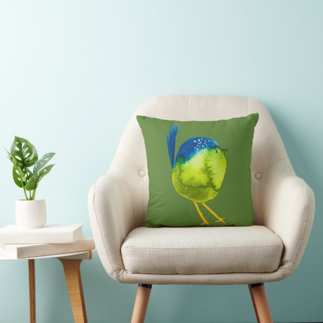 Niedlicher grüner Wasservogel Kissen (Stuhl )