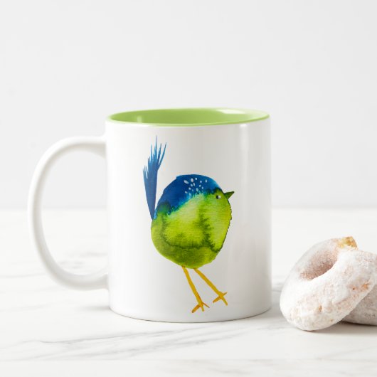 Niedlicher grüner Wasservogel Zweifarbige Tasse (Mit Donut)