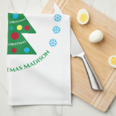 Niedlicher Grüner Weihnachtsbaum Feiertag Geschirrtuch (Viertel Falte)