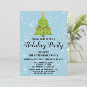 Niedlicher Grüner Weihnachtsbaum Feiertag Party Bl Einladung (Stehend Vorderseite)