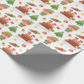 Niedlicher Grüner Weihnachtself Geschenkpapier (Ecke)