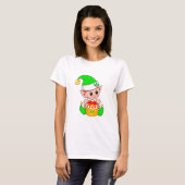 Niedlicher grüner Weihnachtself T-Shirt (Vorne ganz)