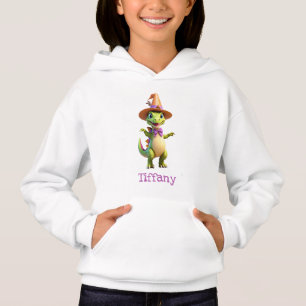 Niedlicher grüner Zauberer-Dinosaurier Hoodie