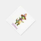 Niedlicher grüner Zauberer-Dinosaurier Serviette (Ecke)