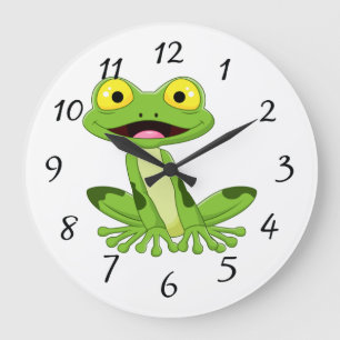 Niedlicher Grünfrosch Große Wanduhr