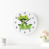 Niedlicher Grünfrosch Große Wanduhr (Zuhause)