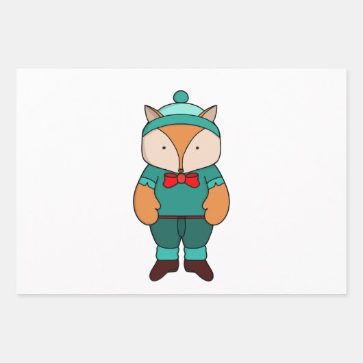 Niedlicher Grünfuchs Geschenkpapier Set (Vorderseite)