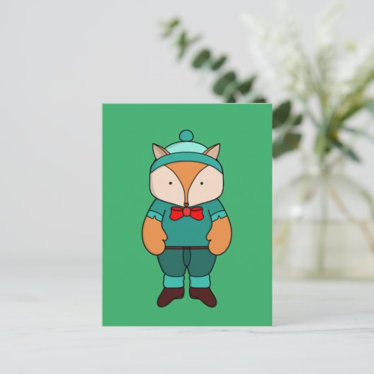 Niedlicher Grünfuchs Postkarte (Stehend Vorderseite)