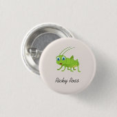 Niedlicher Grüngrasshopper lila Button (Vorne & Hinten)