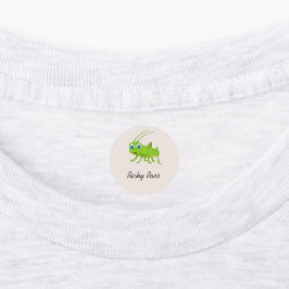 Niedlicher Grüngrasshopper lila Etiketten