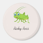 Niedlicher Grüngrasshopper lila Magnet (Vorne)